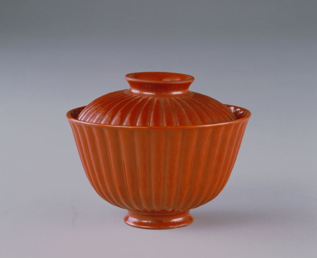 图片[1]-Qianlong style imitation vermilion lacquer chrysanthemum petal cover bowl-China Archive